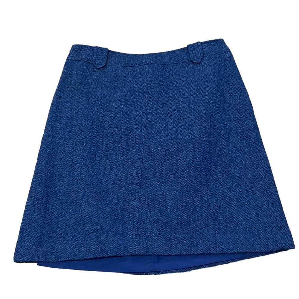 Talbots Royal Blue Wool Blend Shetland Classic Pencil A-Line Skirt Women size 4